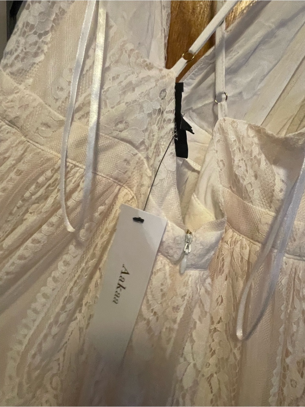 Aakaa Strapless Lace Maxi Dress in Cream - Picture 6 of 7